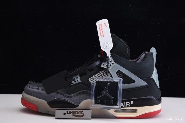 Kicked Out Shoe Store Jordan Bred White Air x Off Retro 4 CV9388-001 0710